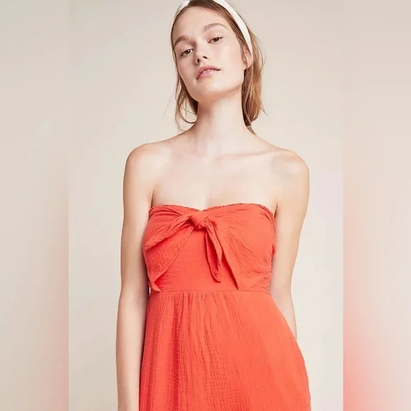 Saturday Sunday Isabel Jumpsuit Size S Red Orange Cotton Gauze Anthropologie - Picture 4 of 13